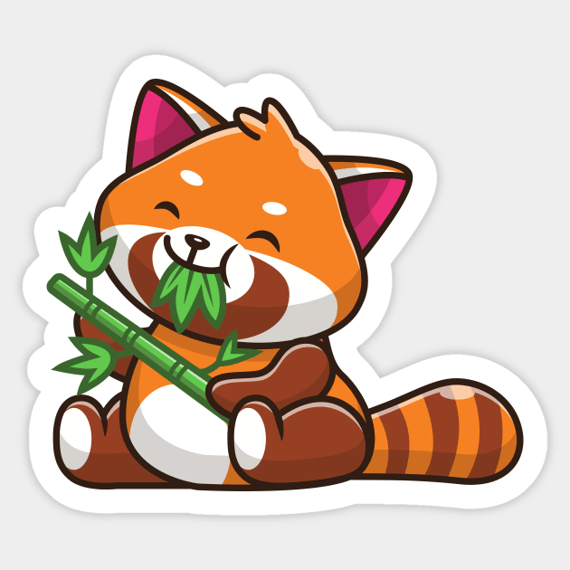 Cute Red Panda Eating Bamboo Cartoon Sticker by Catalyst Labs